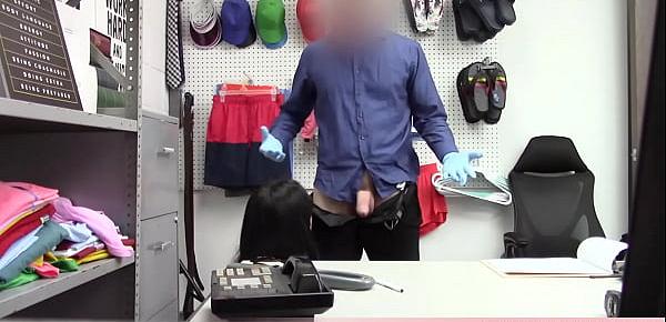  Long legged skinny brunette teen caught shoplifting